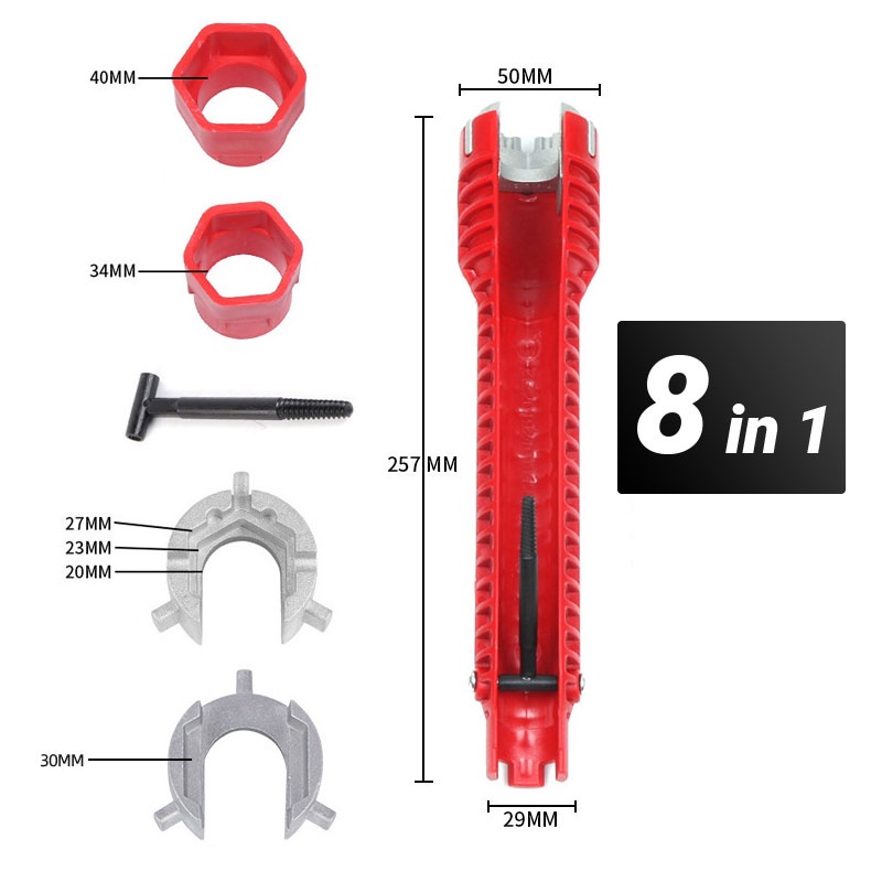 Multifunctional 8 in 1 Faucet and Sink Installer Tool Wrench Spanner