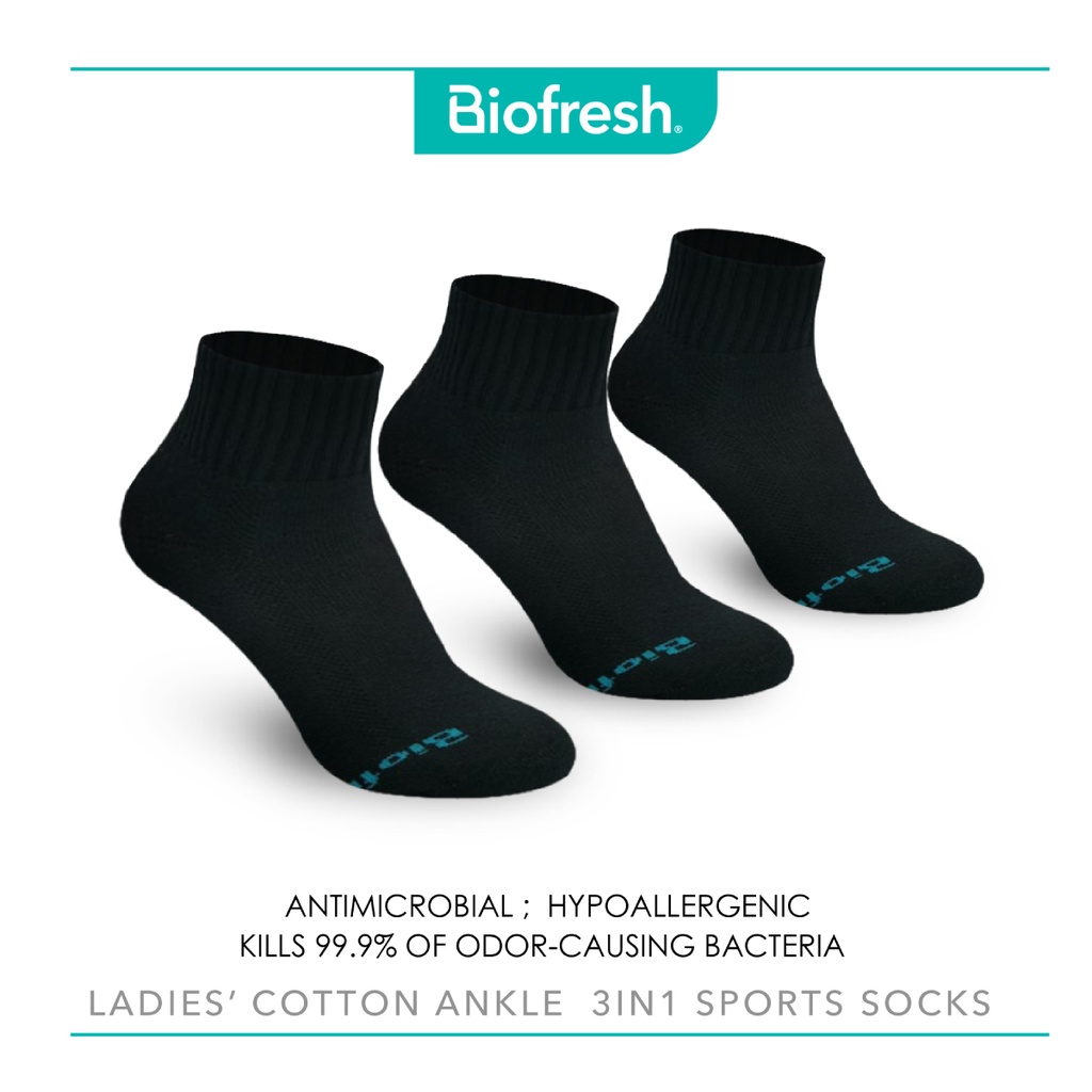 Biofresh Ladies' Antimicrobial Sweat Absorbent Thick Sports Ankle Socks ...