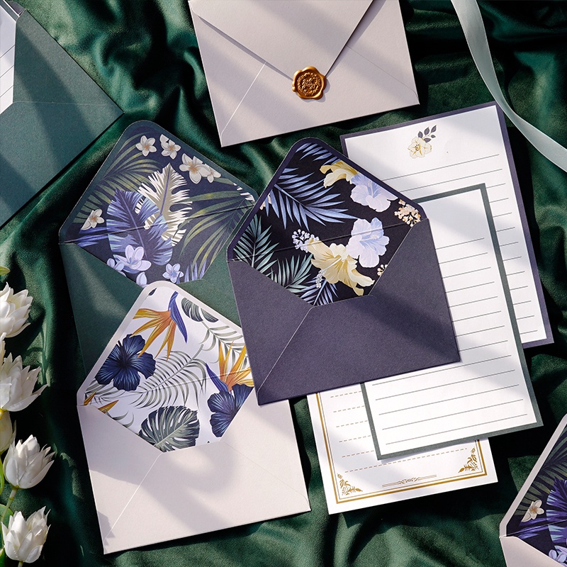 8 Sheets Creative Plant Series Letter Paper/Envelope Set Multifunction DIY Envelope Shopee