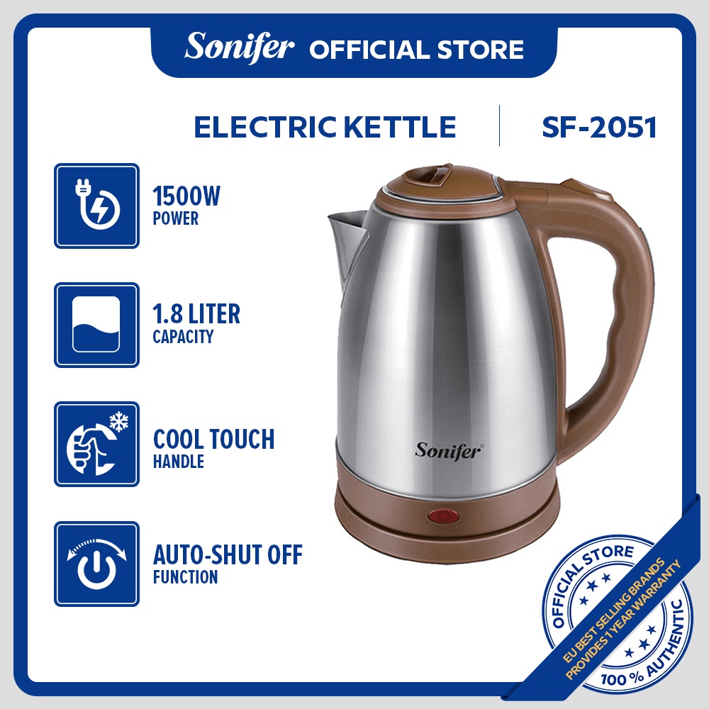 Sonifer electric kettle heater kettle stainless kettle 1.8L cordless
