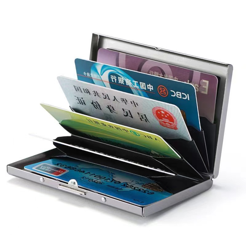 Card Holder Wallet Stainless Steel Business ID Credit Card Holder RFID Blocking Protector Case