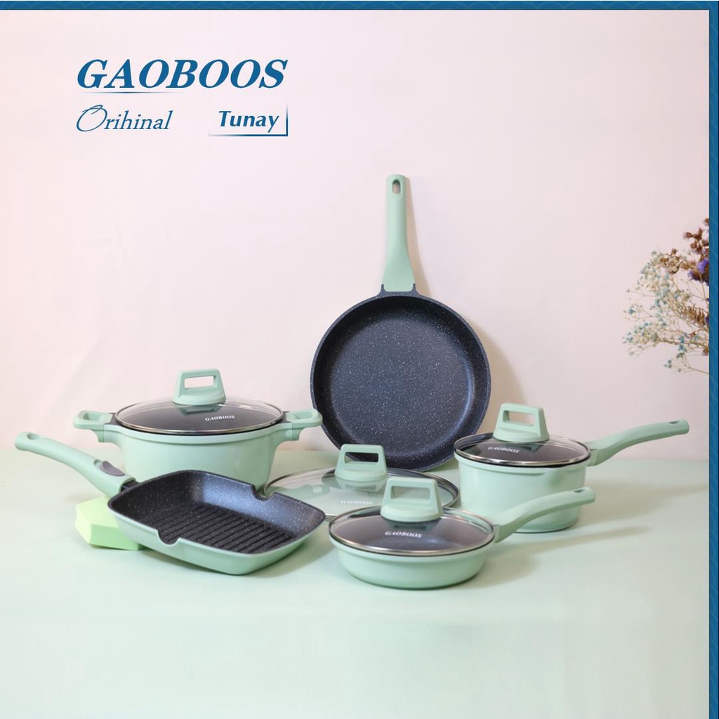 Gaoboos 4/5pcs Non Stick Cookware Set Crystal Coating Frying Pan