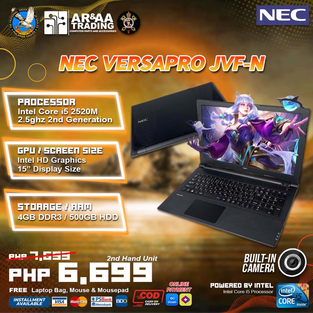 Laptop NEC VERSAPRO JVF-N Intel Core i5 2520 2.5ghz 4GB 500GB HDD (2nd  Generation)