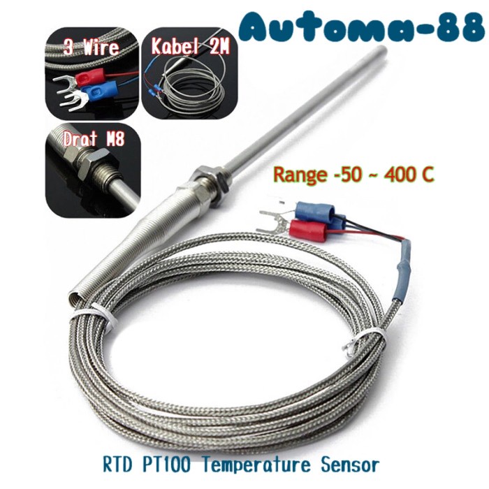 Best Selling Temperature Sensor Rtd Pt100 Probe 100Mm Cable 2M 2 Meter ...