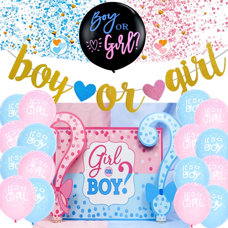 1set Gender Reveal Theme Patry Baby Shower Decorations Boy or Girl