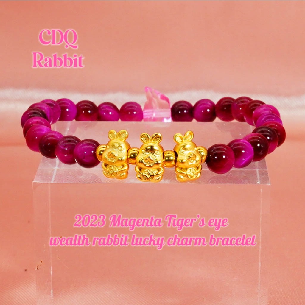 2023 Color of the Year Viva Magenta Wealth rabbit Lucky Charm bracelet