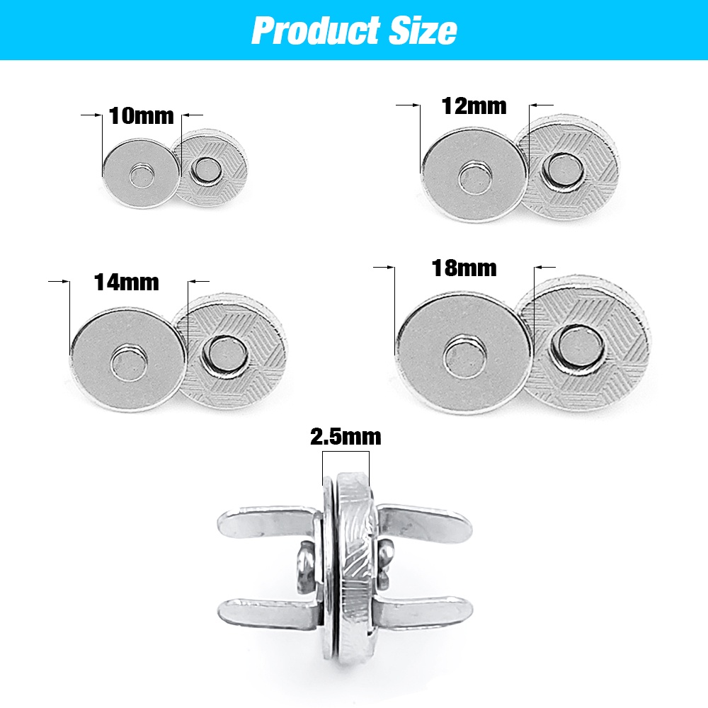 10sets/lot 10mm-18mm Magnetic Button Bags Wallet Buttons Snap Magnet ...
