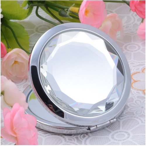 Stylish Round Double Sided Foldable Crystal Compact Mirror/Pocket ...