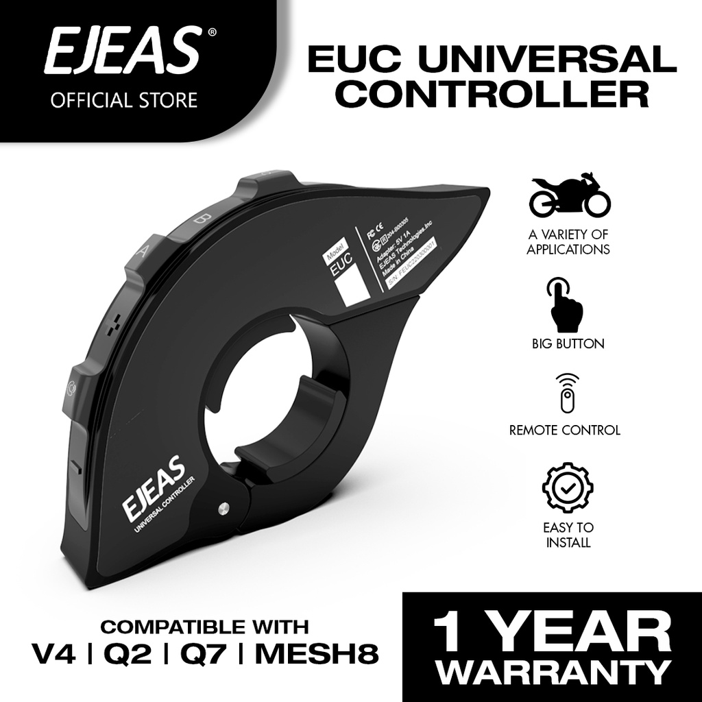 EJEAS EUC Bluetooth Motorcycle Intercom Handlebar Remote Control for Q2 ...