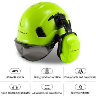 LOEBUCK American style construction work safety helmet with goggles and ...