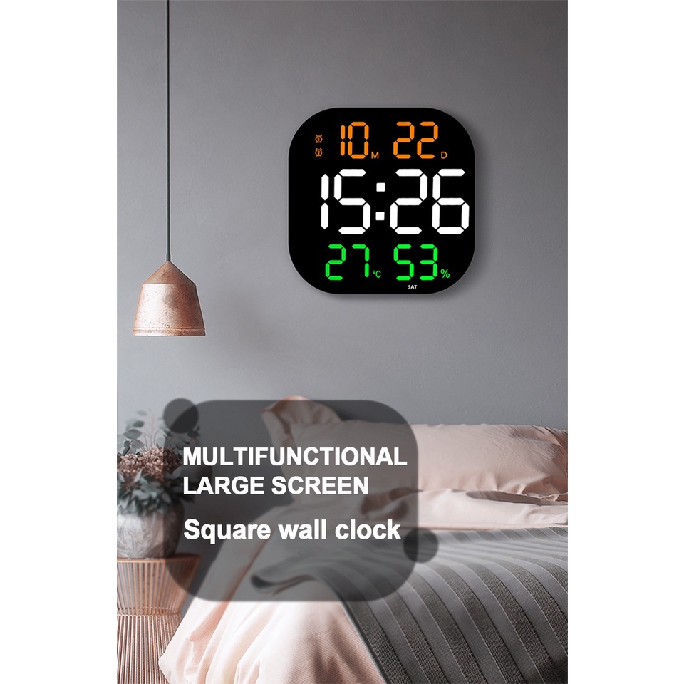 LED Digital Wall Clock Large Screen Temperature Date Day Display ...