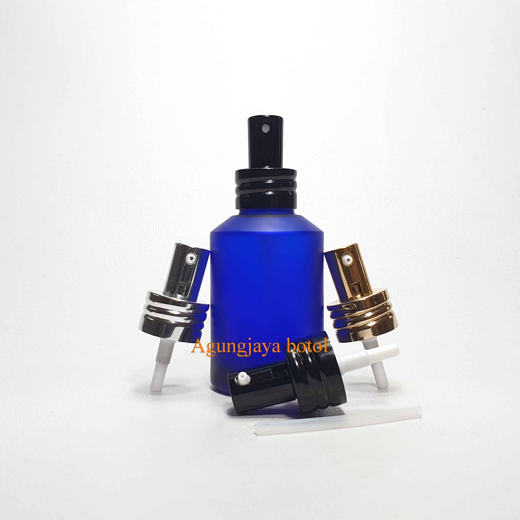 Gd Glass Bottle 100ml T 98 Blue Frosted Pump Treatment Cap/Glass Bottle