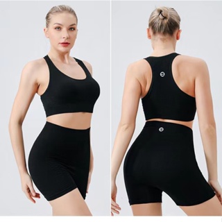 Yoga Basic 2pcs Seamless High Stretch Fitness Yoga Suit Workout Set Thumb  Holes Cut Out Back Tee Tummy Control Tights