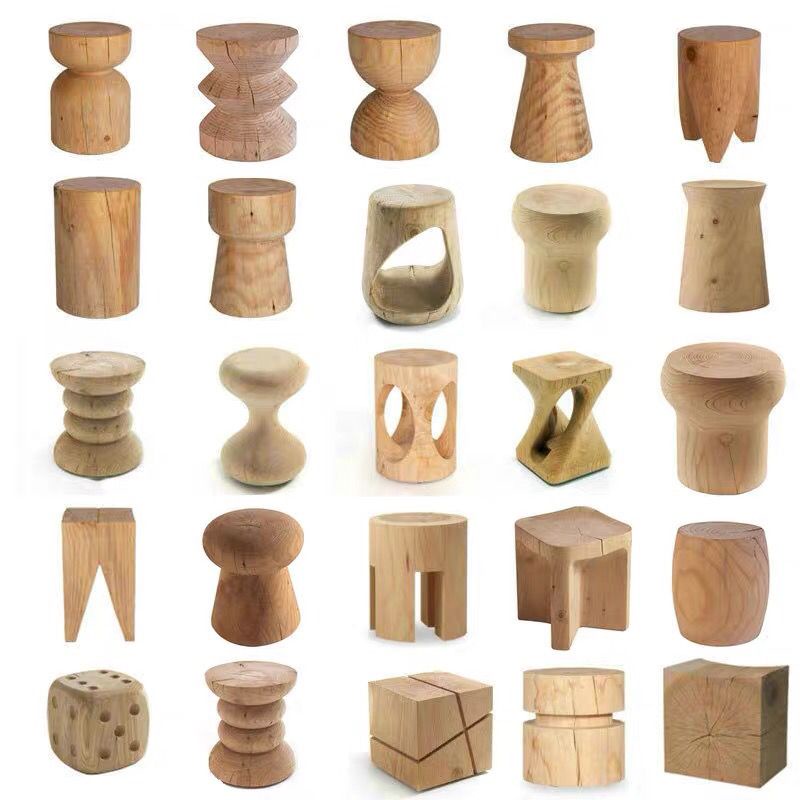 Wood Pile Tree Solid Wood a Block of Wood Or Stone Log Stool Nordic ...