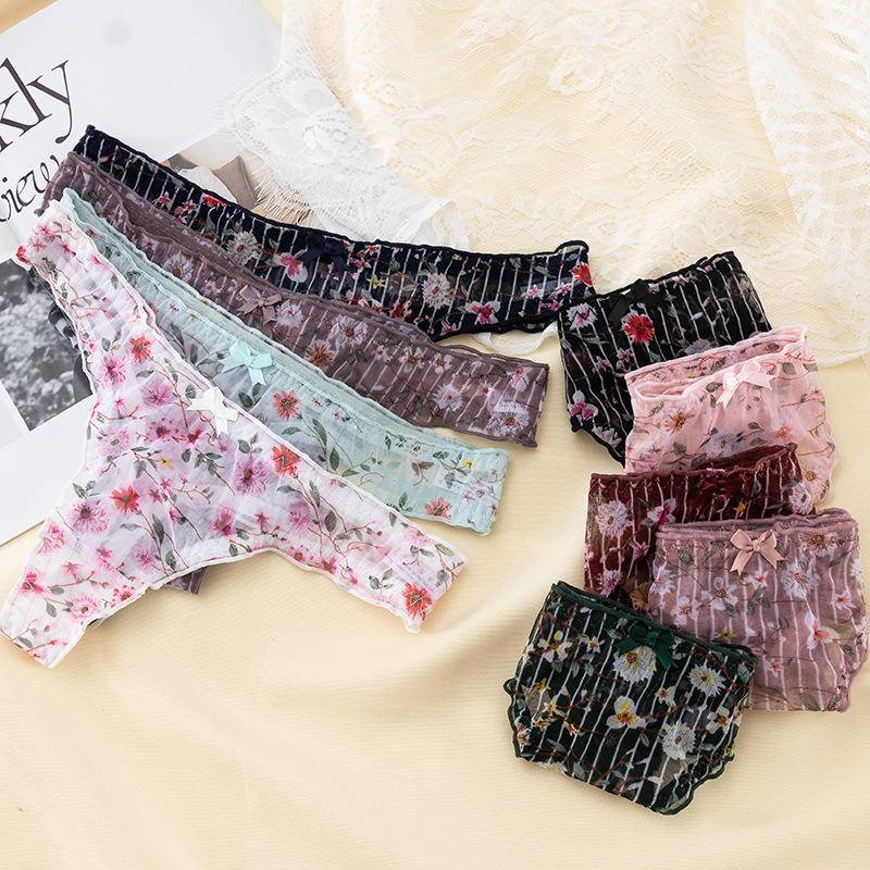 M042 women's sexy lace thin transparent mesh T-back G-string | Shopee ...