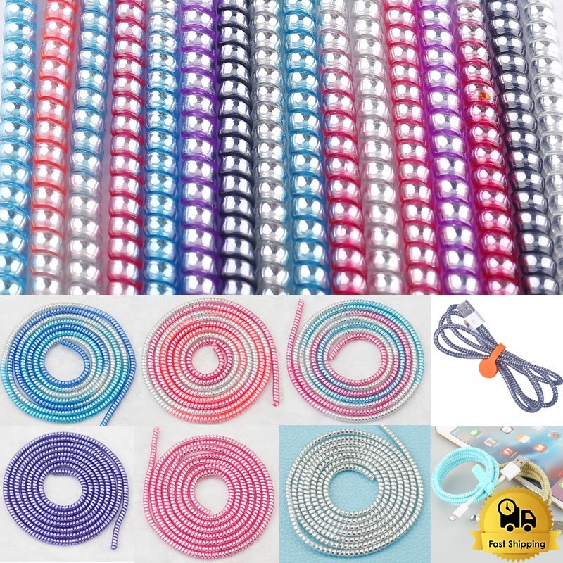 140cm/55inches Spiral Earphone Cord Protector Charging Cable Protector ...