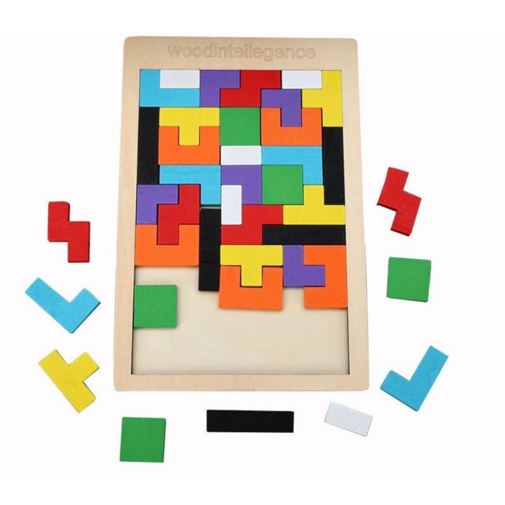 Wood Puzzle Tetris Intelligence Brain Games Building Blocks for Kids by ...