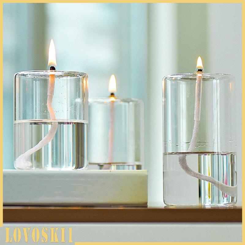 [Lovoski1] Clear Glass Oil Candle Oil Lamp Liquid Candle for Decoration