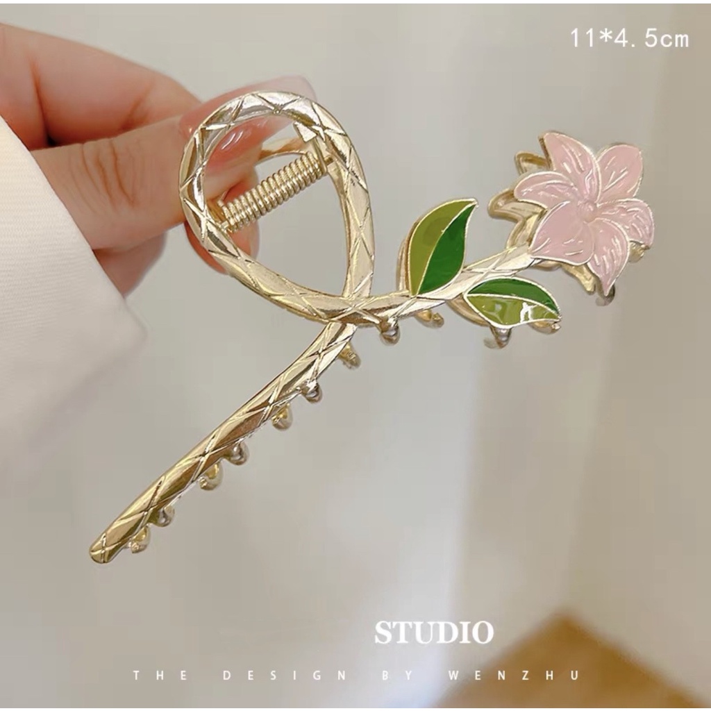 Luxury Butterfly Hair Clip Metal Hair Clamp Gold Rose Flower Hairpin