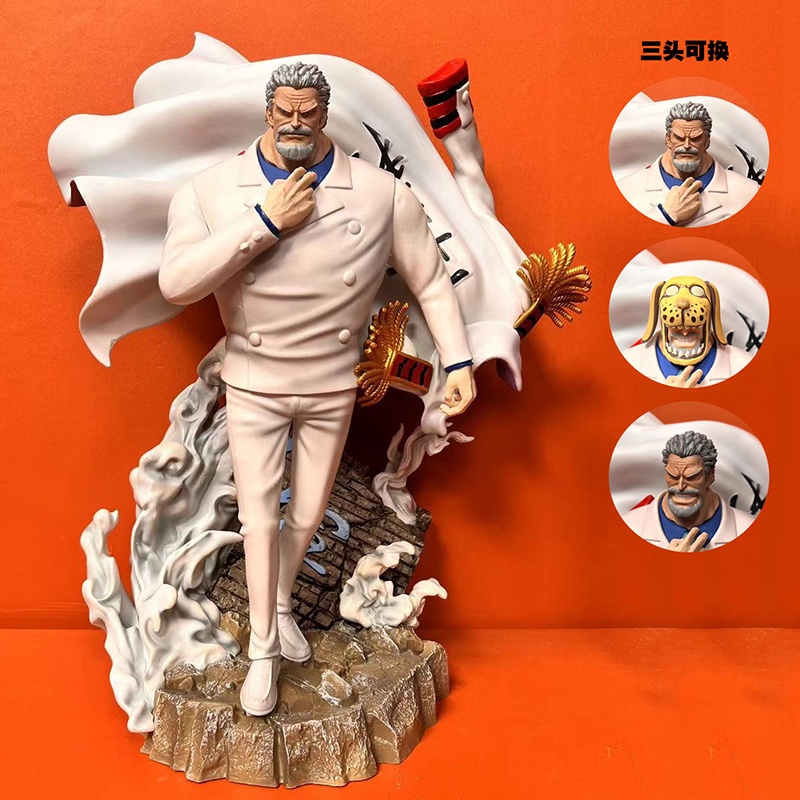 Anime One Piece MARINE Monkey D Garp Gk Figure Three-headed Statue ...