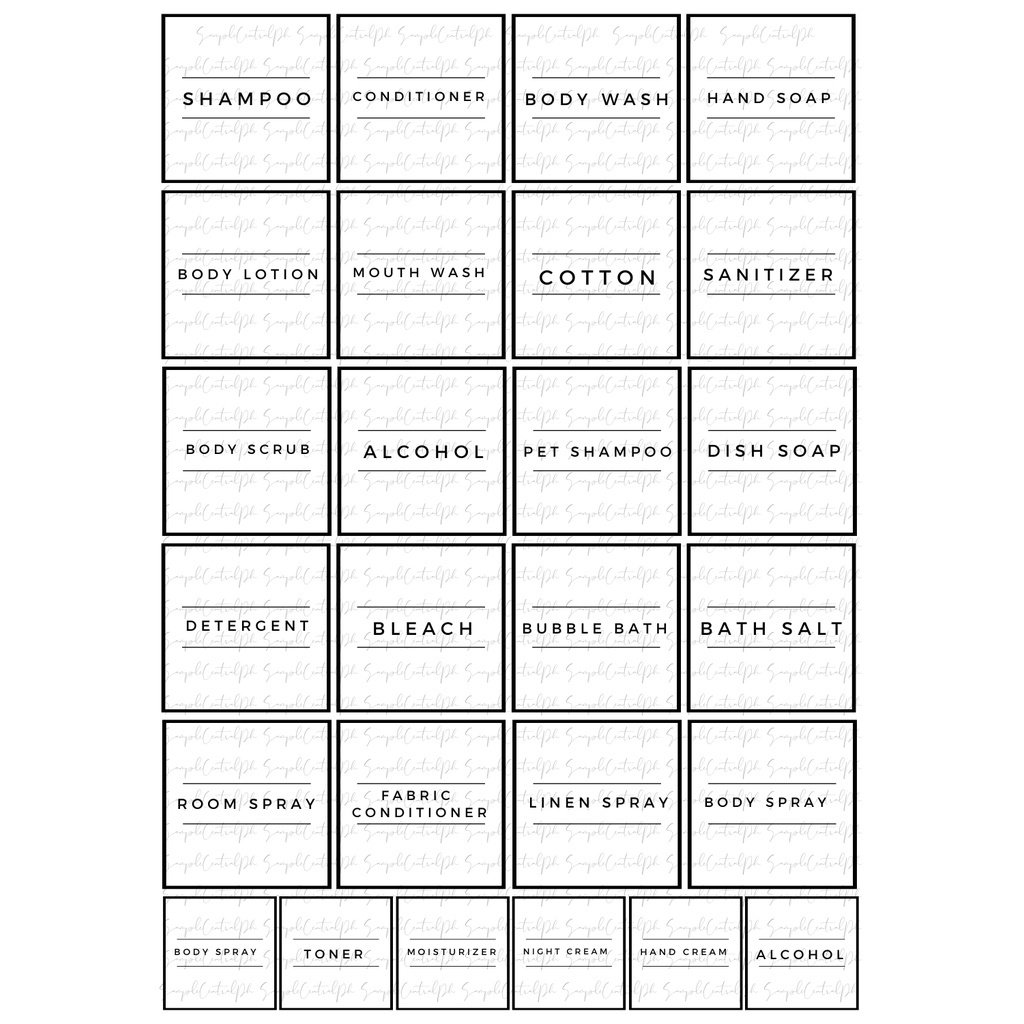 20pcs +6 Free Waterproof Labels for Bottles, Shampoo,Conditioner