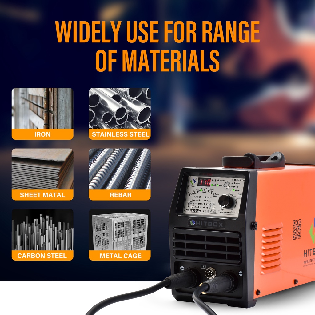 HITBOX TIG Welder 220V HBT2000Pro Stainless Steel 4 in 1 MMA & TIG