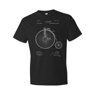 Cotton T Shirt 2022 Summer Shirt Big Wheel Bicycle Velocipede Patent ...