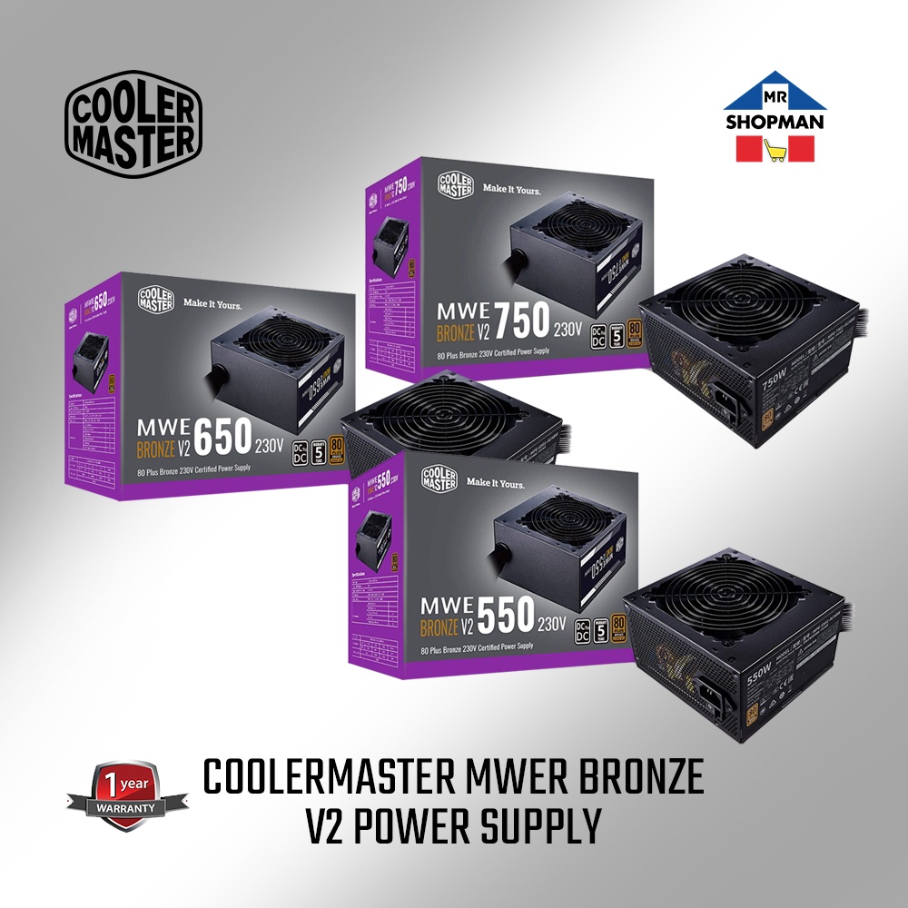 Coolermaster MWE V2 500w / 550W / 650W / 750W BRONZE 230V 80+ PSU Power ...