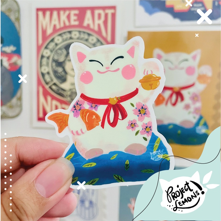 Project Lemons - Lucky Cat Sticker | Vinyl Laminated | Waterproof ...