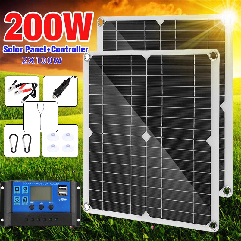 200W Solar Panel Kit With Controller Solar Power Charger Battery for