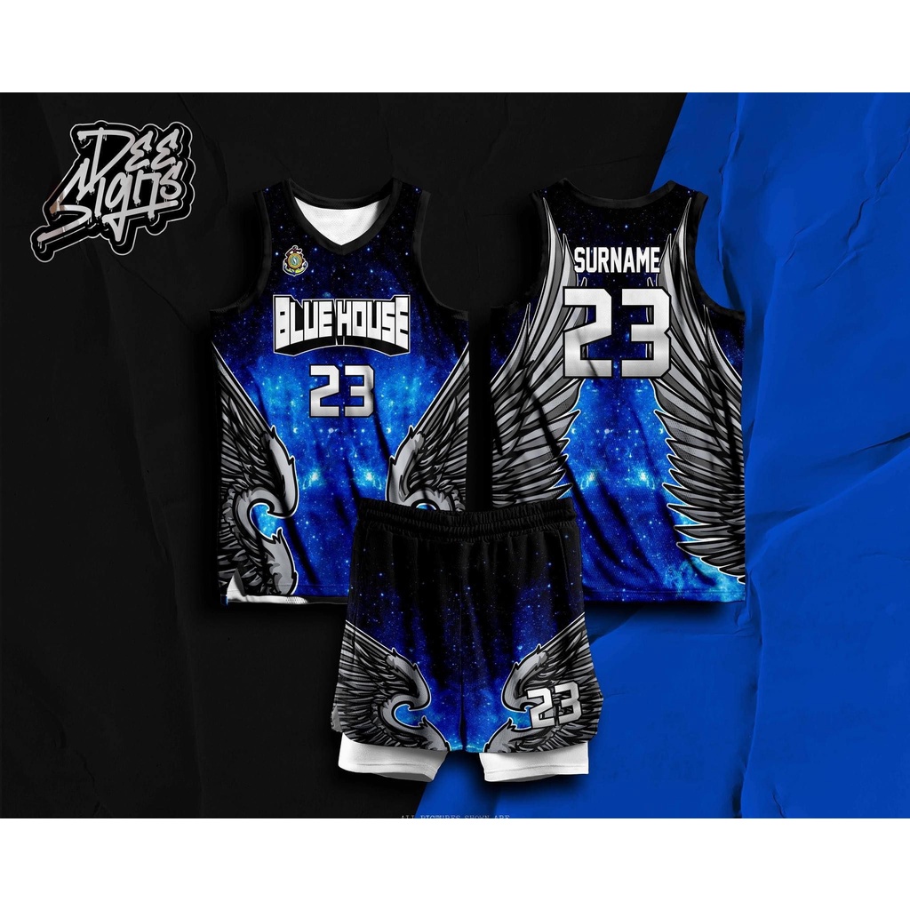 Blue House 01 Basketball Jersey Black-blue Full Sublimation Jersey ...