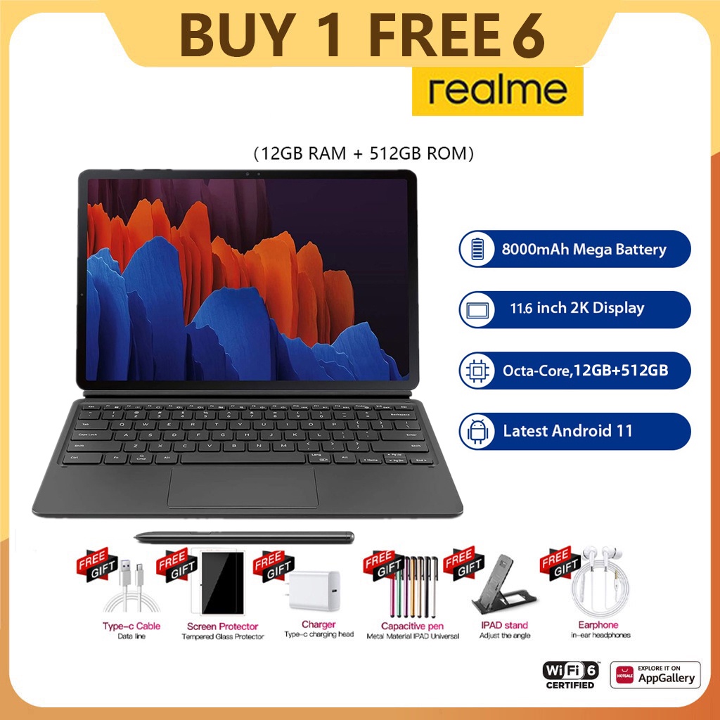 Original Realme Pro11 Tablet 12+512GB 11.6Inch Smart Tablet for Kids