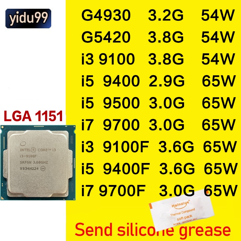 intel G4930 G5420 Core i3 9100f 9100 i5 9400 i5 9500 9400f i7 9700 f ...