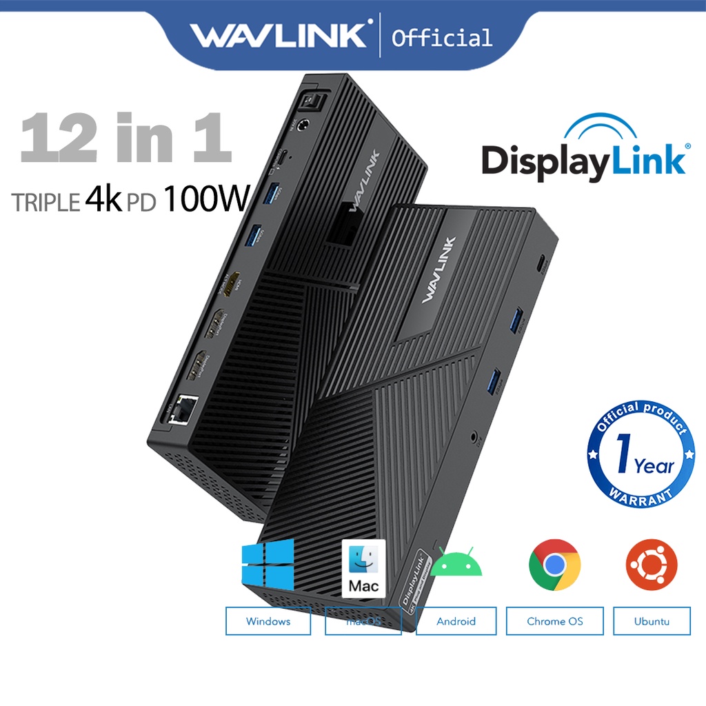 Wavlink Usb-C Displaylink Universal Triple 4k Display Docking Station ...