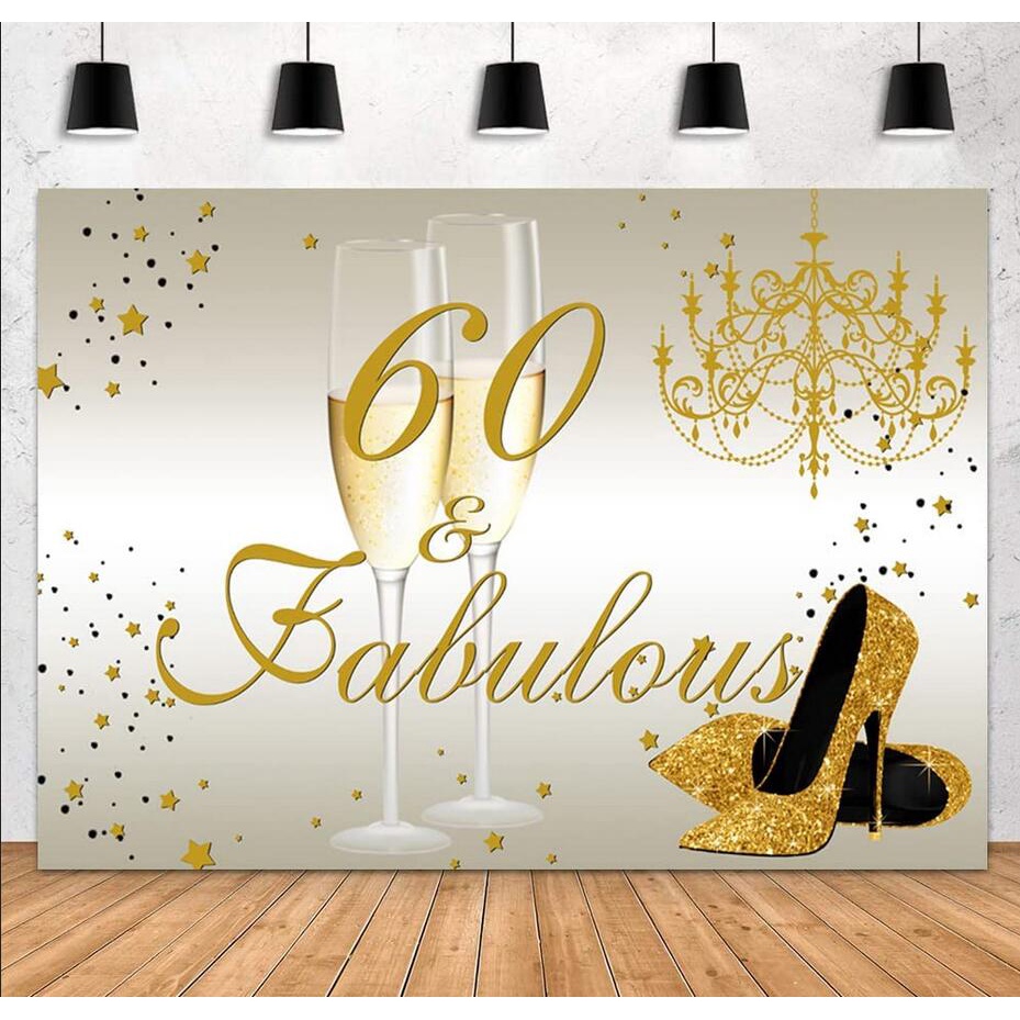 60th Birthday Party Backdrop for Women Gold Birthday Party Decorations ...