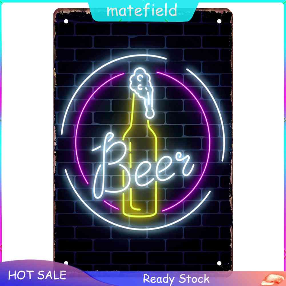 Vintage Neon Beer Retro Metal Plate Tin Sign Plaque Poster Wall Art for