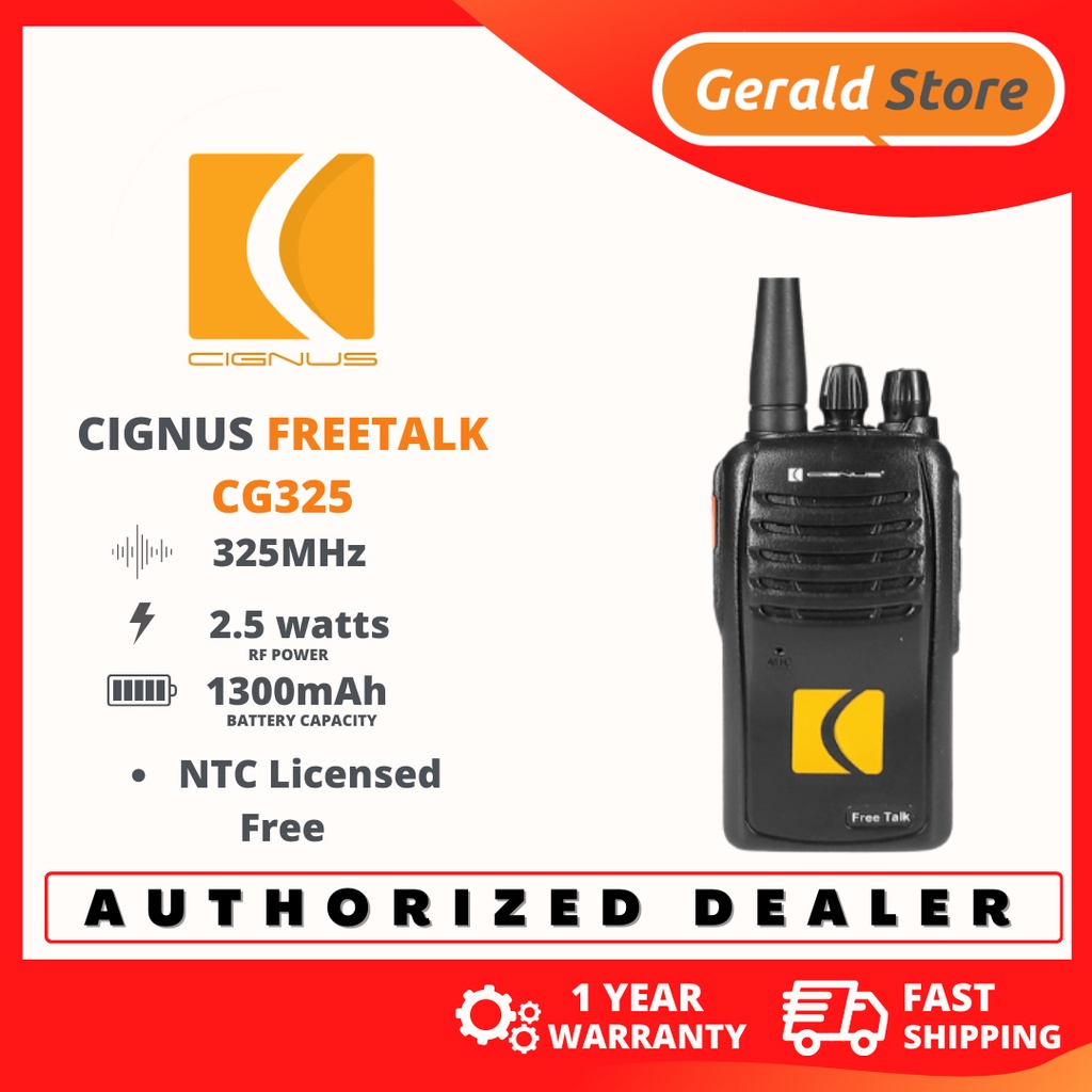 Cignus CG325 FREETALK License Free Two Way Radio with NTC Special