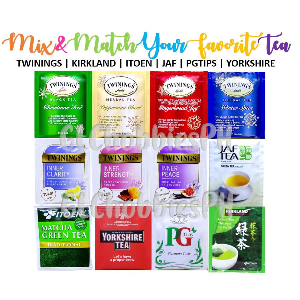 TEA PER SACHET mix and match TWININGS KIRKLAND JAF ITOEN YORKSHIRE