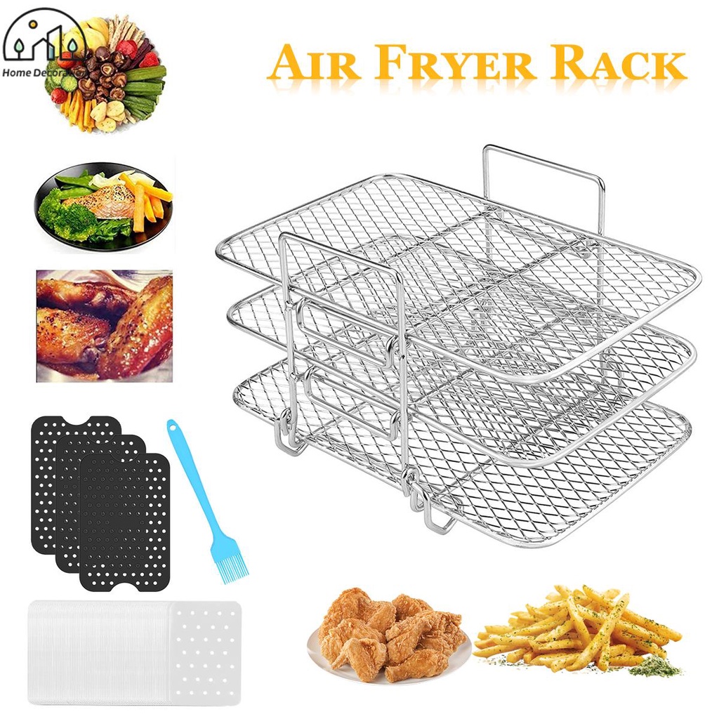 Air Fryer Rack with 50 Liners Sheets Stainless Steel Air Fryer Grill