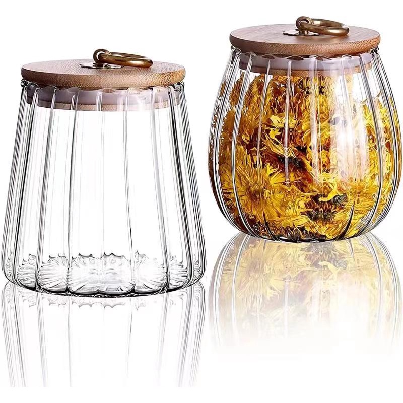 Glass Kitchen Canisters With Airtight Bamboo Lid Glass Storage Jars For Kitchen Bathroom 4305