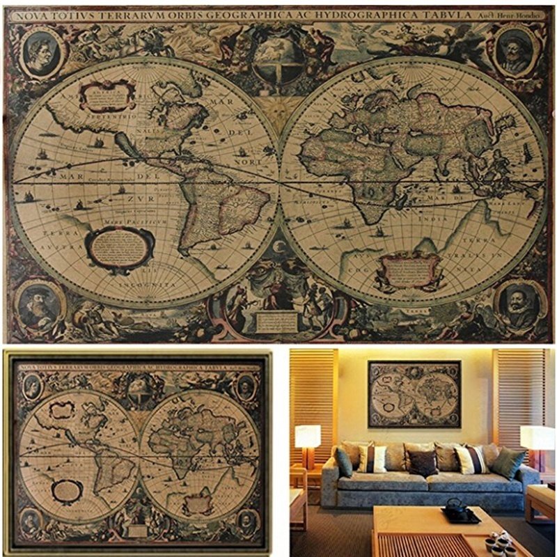 Vintage Globe Old World Map Matte Brown Paper Poster Home Wall | Shopee ...