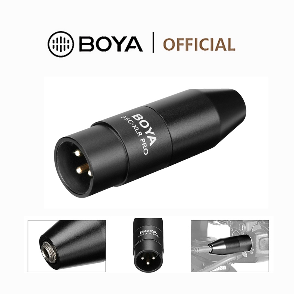 BOYA BY-35C-XLR Pro 3.5mm TRS(Female) to XLR(Male) Adapter with Power ...