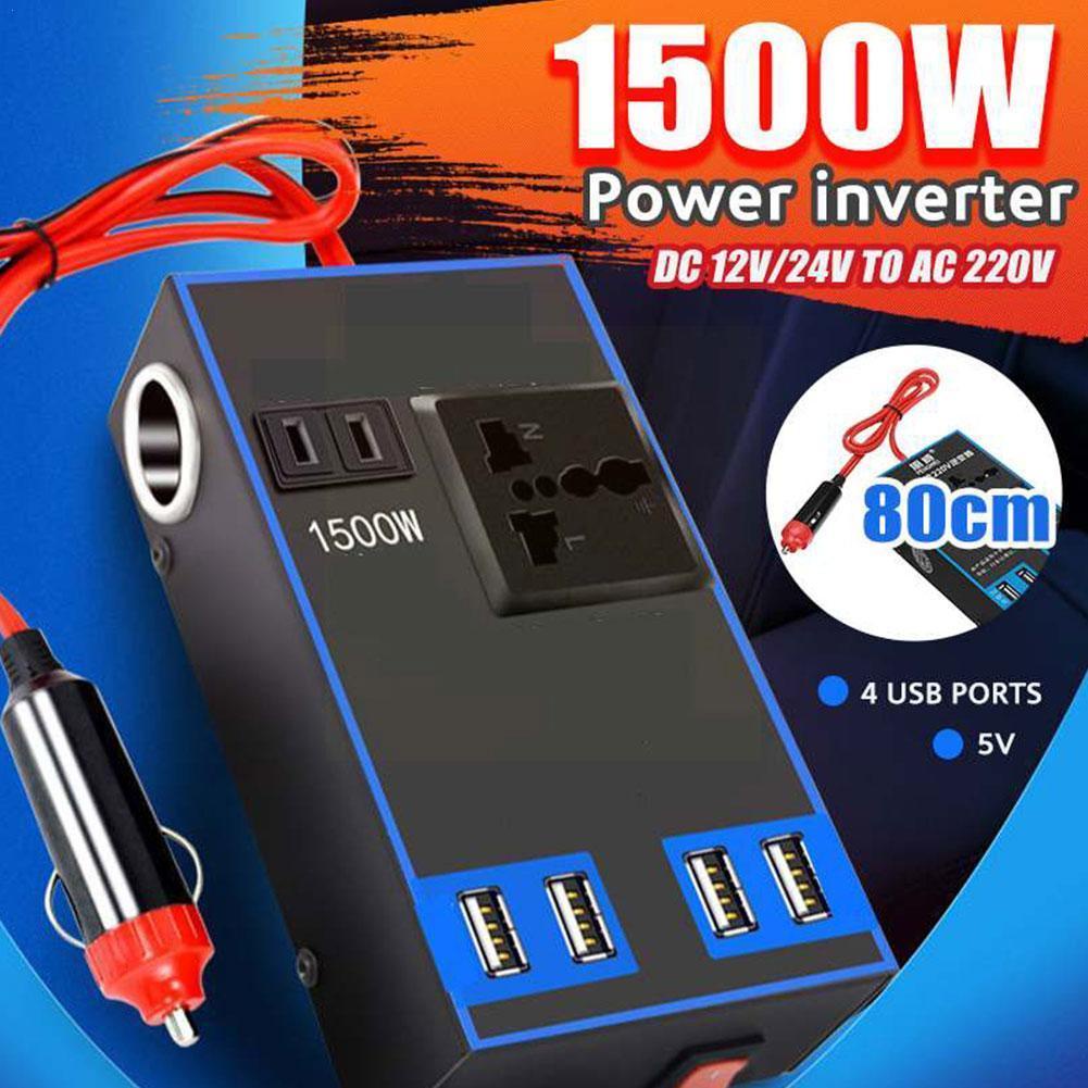 1500W Car Inverter 12V 24V to 220V Power Converter Multi-function Truck ...