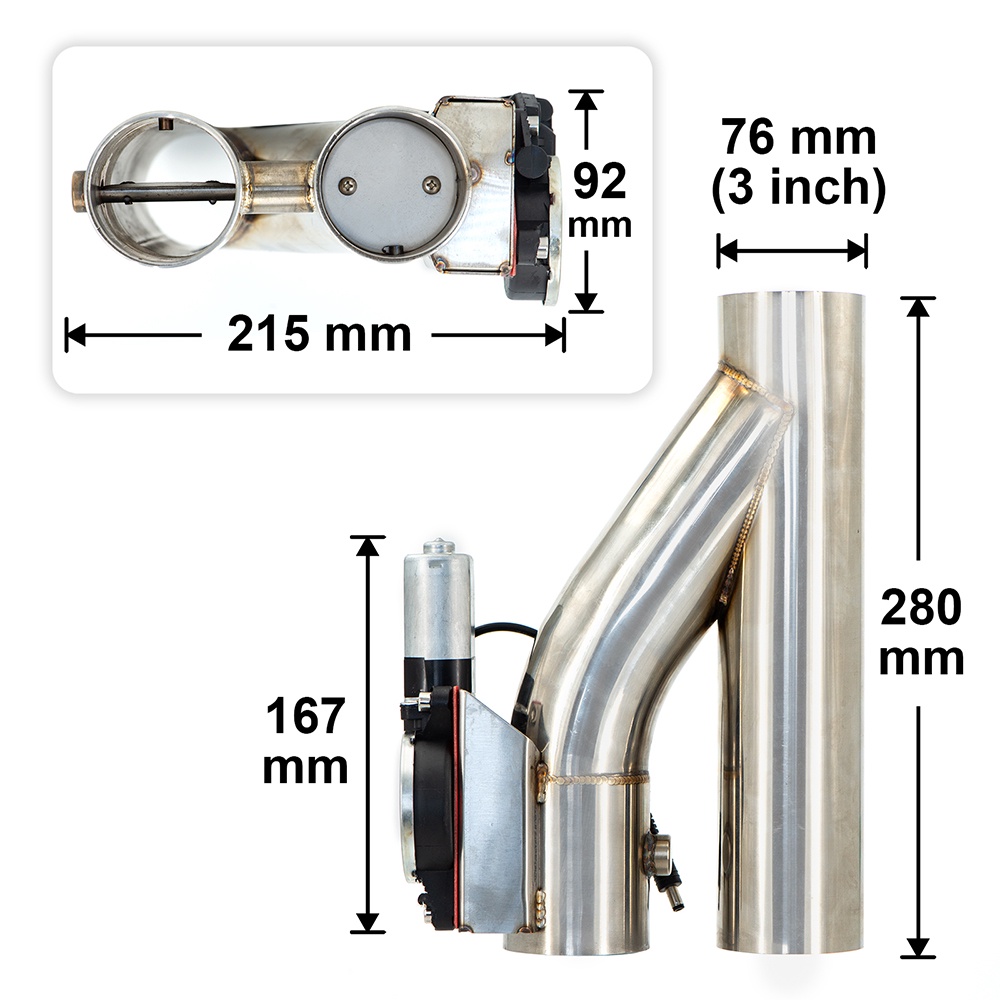 2 2.25 2.5 2.75 3 inch Stainless Steel Y Pipe Cutout Electric Exhaust ...