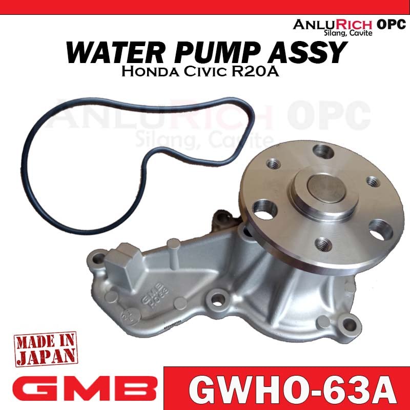 GMB WATER PUMP ASSEMBLY for Honda Civic R20A PART NO. GWHO63A / 19200