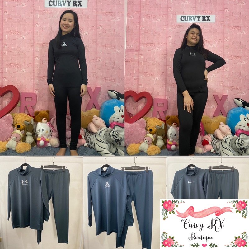 Unisex RashGuard Long Set - Top and Pants ( Black and Dark Gray Color ...
