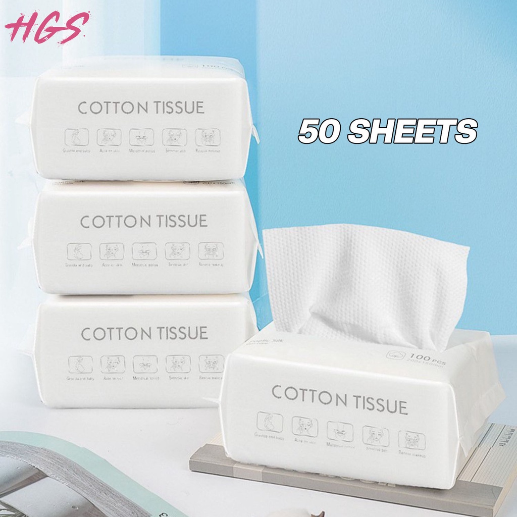 HGS 50sheets Disposable Face Towel KIMHOME Soft Cotton Facial Tissue