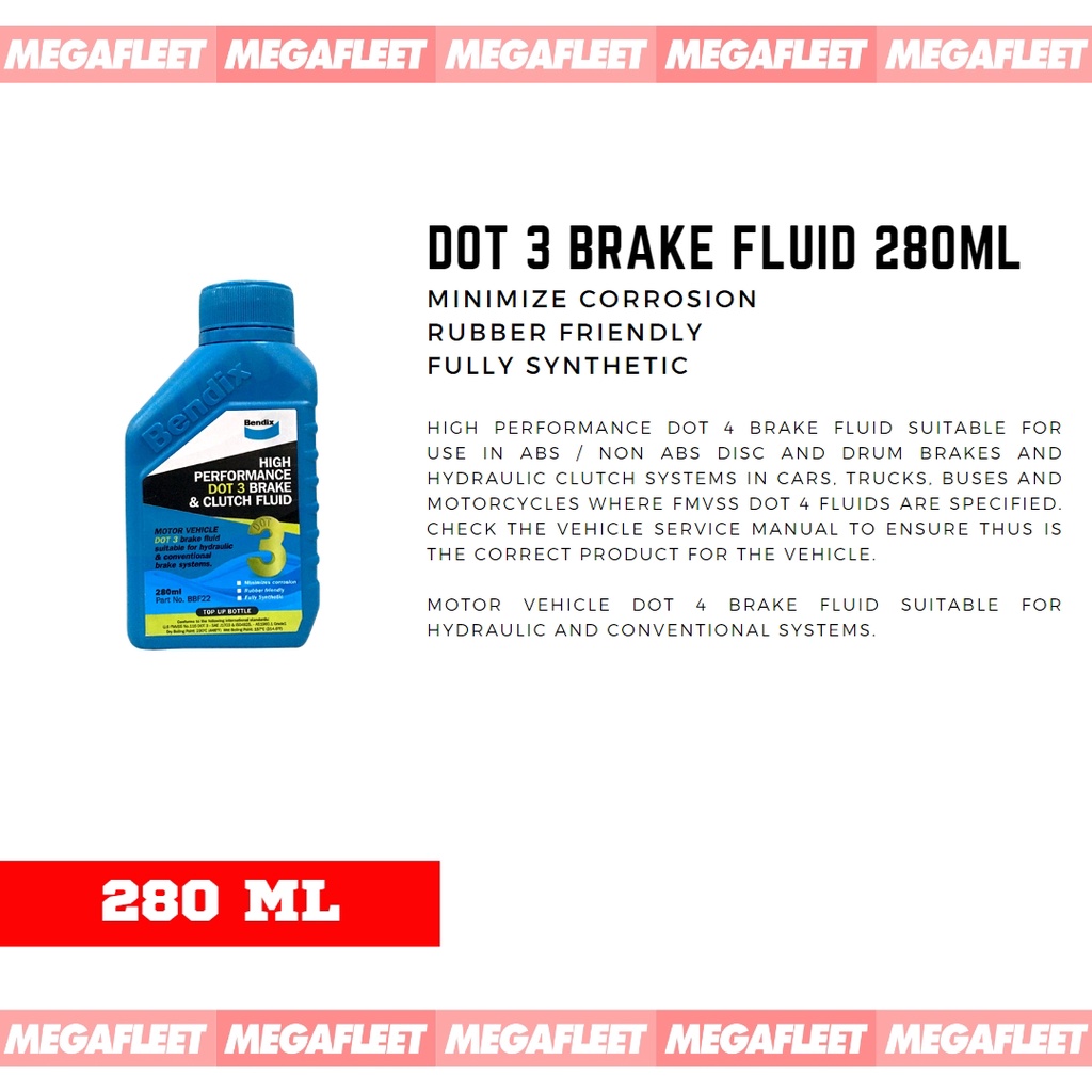 BENDIX DOT 3 BRAKE FLUID FULLY SYNTHETIC 280 ML | Shopee Philippines