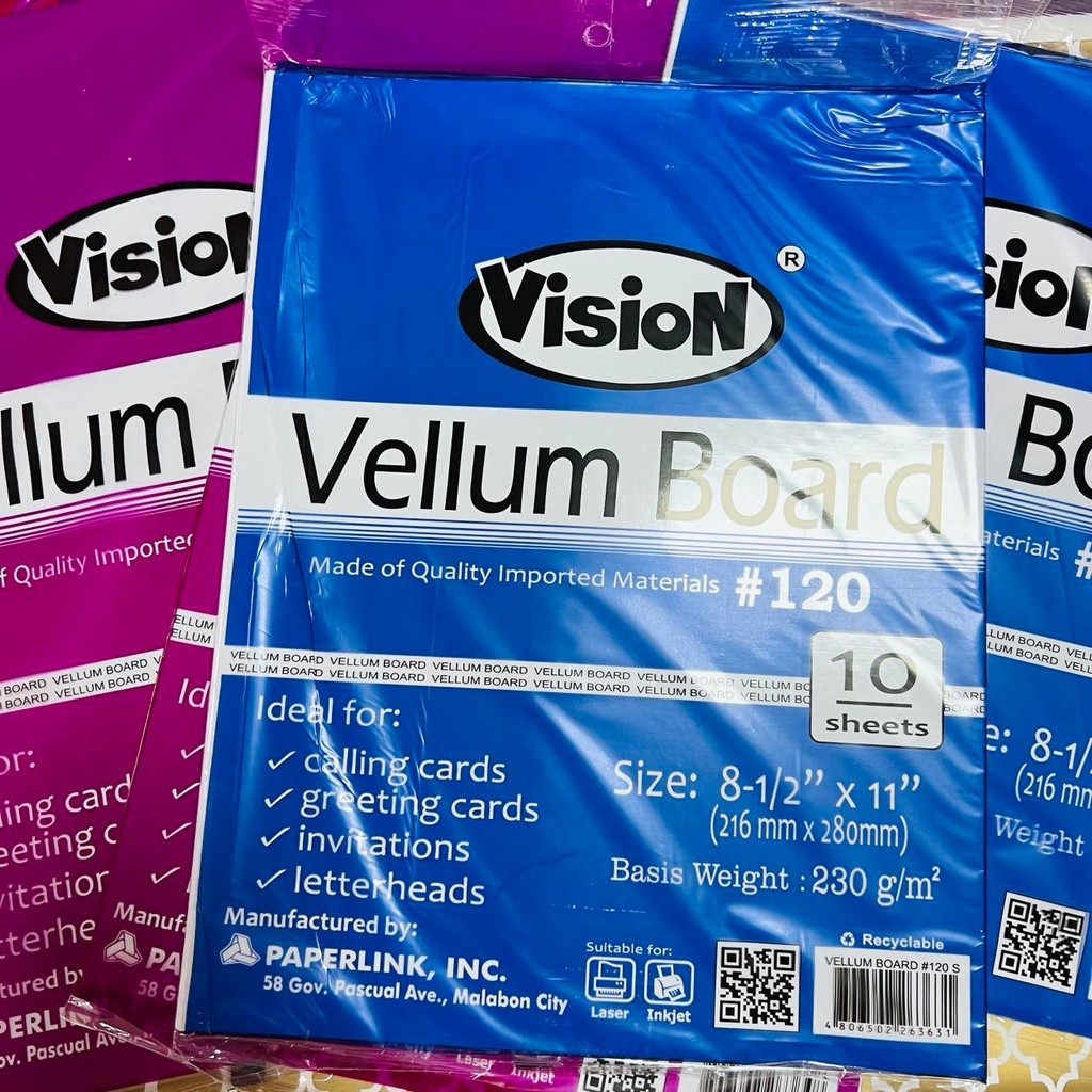 VISION VELLUM BOARD 120 230GSM LONG/SHORT (SOLD PER PACK OF 10 SHEETS