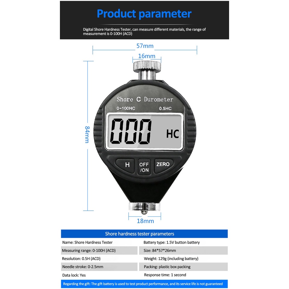 Digital 100HD A Durometer Shore Rubber Hardheidsmeter LCD-display meetapparaat voor hard rubber
